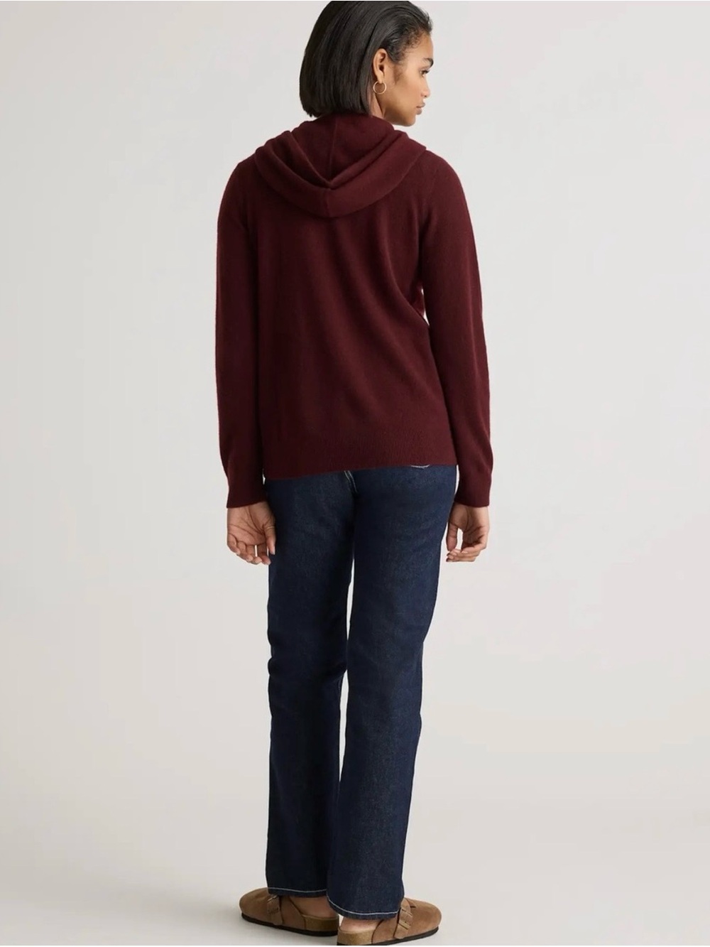 NWOT Quince 100% Mongolian Cashmere Full Zip Sweater - Small - Burgundy - Picture 2 of 10